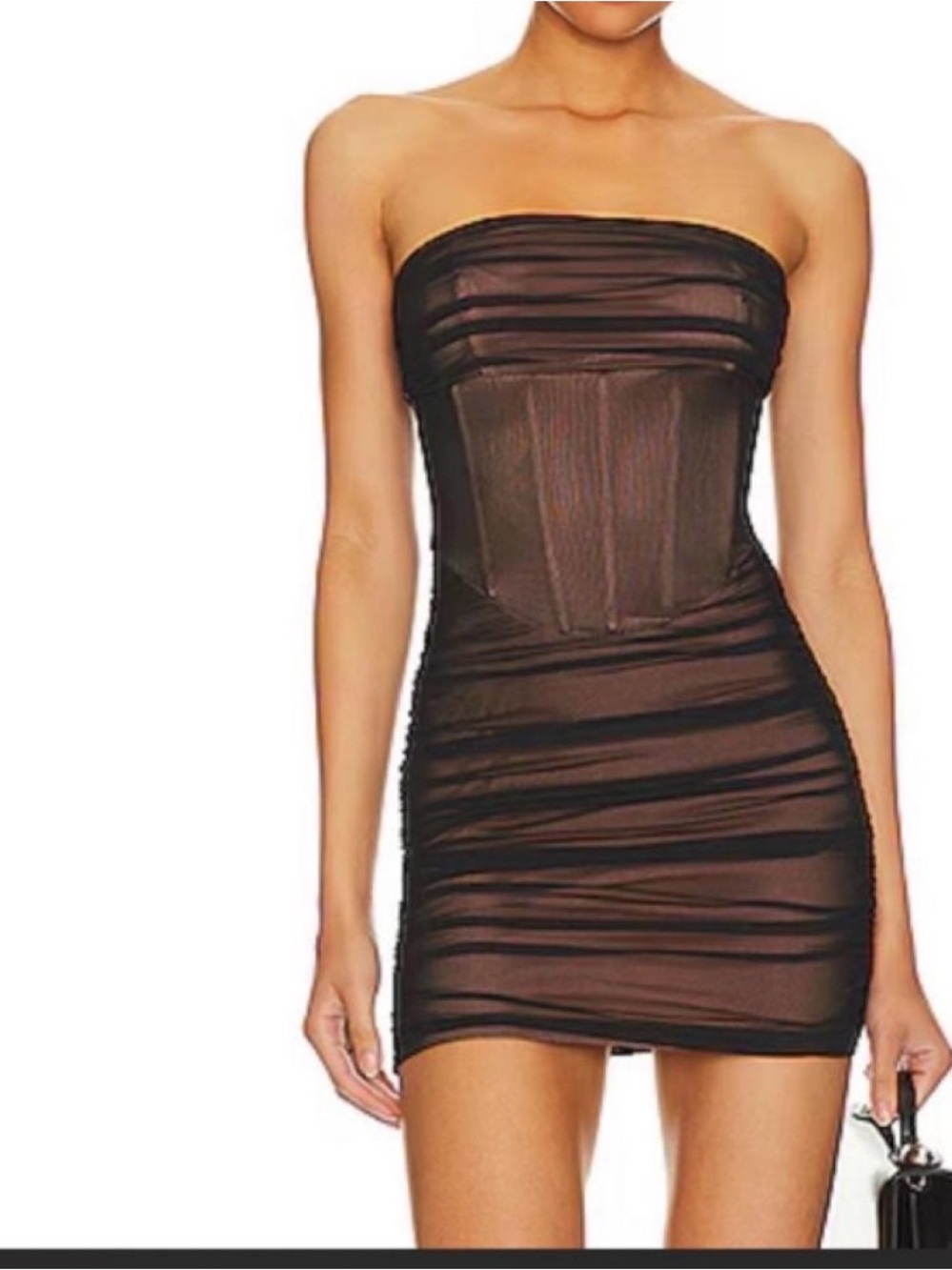 superdown Black Strapless Mesh Bodycon Mini Dress
